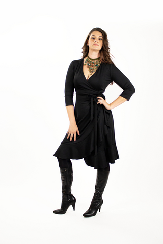 Magdeleine Solid Wrap Dress