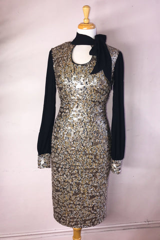 Sequin Tie Neck Dress - Shelley Klassen