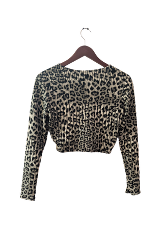 Leopard Cropped Sweater Top - Size XS&S - Shelley Klassen