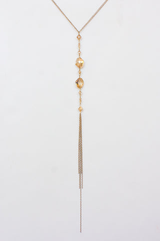 Long Golden Crystal Necklace - Shelley Klassen